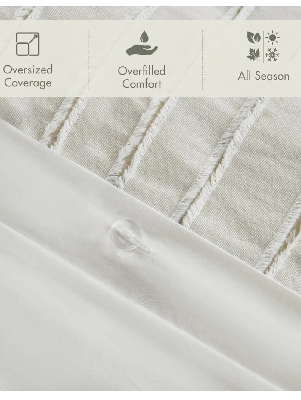 Madison Park Ivory Button-Accent Duvet. Full/Queen. 86